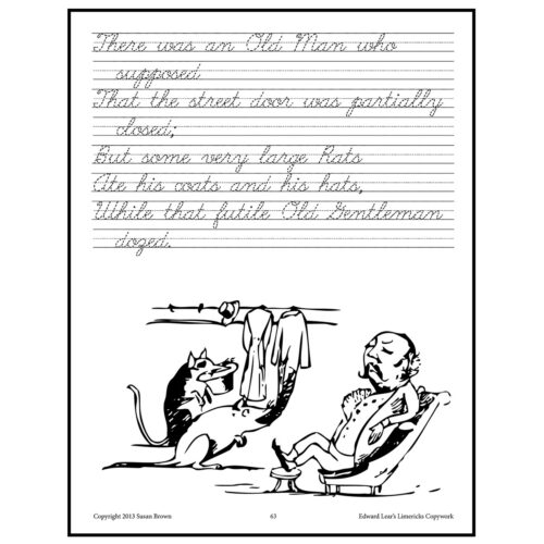 Old Man and Coat Cat Humor Cartoon of an old man with a hat and a cat by a coat rack, in a simple line drawing style.