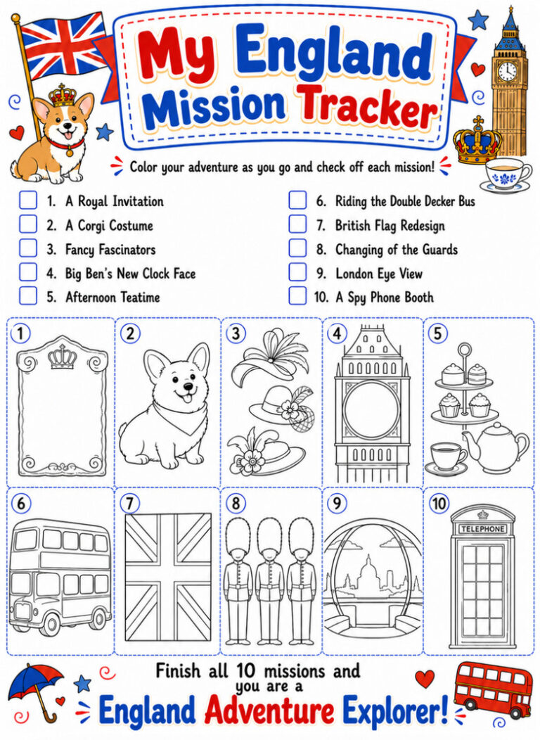 England Art Activity Book for Kids Ages 4-8 | Printable England ...