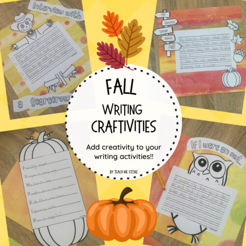 Fall Craftivities TPT Fall writing crafts for homeschool: colorful fall leaves, pumpkins, and owl worksheets for creative journaling.