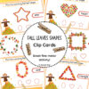 Fall leaves shapes clip cards for homeschooling with shapes like star, heart, oval, triangle and matching activities featuring autumn leaves and clothespin props.