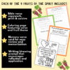 Fruit of the Spirit Cover 2a Homeschool resource materials featuring Bible verse copywork, coloring pages, memory cards, and writing prompts with fruit of the Spirit theme.