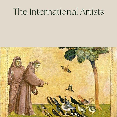 Giotto The International Artists book cover image showcasing classical artwork and a beige title area with Giotto and the phrase The International Artists.