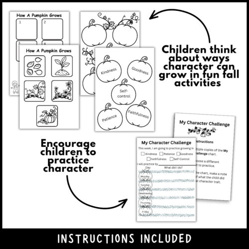 Growing a Heart for God Cover 4-Homeschool Fall Pumpkin Christian Character Building Activities for K-2 - Growing a Heart for God