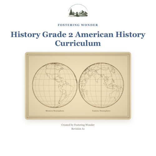 History Grade 2 American History Curriculum Educational map of Western and Eastern Hemispheres for Grade 2 American history curriculum.