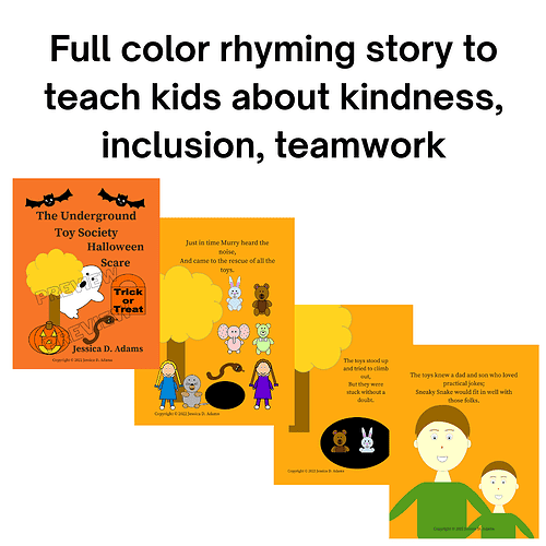 Full color rhyming story to teach kids about kindness, inclusion, teamwork