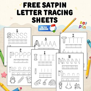 FREE SATPIN Letter Tracing Practice Sheets