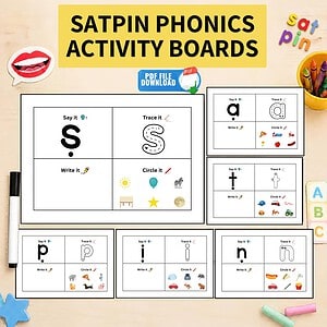 SATPIN Phonics Sounds Activity Boards | Group 1 Mats | Beginning Sounds Practice