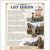 Homeschool Resource Co. Storyboard Image A historical voyage illustration titled A Story by Leif Erikson, showing Viking ships, explorers, and a coastline, with a text-heavy page and a practice writing section at the bottom.