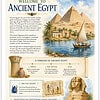 Ancient Egypt Overview Ancient Egypt scene with pyramids, Nile river, boat, and pyramids backdrop.
