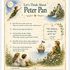 Peter Pan Think Abouts Let’s Think About Peter Pan illustration with children by the sea, a ship, and a moonlit sky, promoting imagination and Neverland exploration.