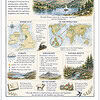 The Lake District Poster The Lake District map poster showcasing a scenic landscape with mountains, lake, boats and birds, highlighting climate, topography, and natural beauty for educational use.