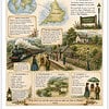 The Railway Children - Image An illustrated vintage poster featuring The Railway Children with a world map, train, station, and countryside scene, highlighting England and Oakworth Station.