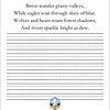Yellowstone Poem Scroll Yellowstone poem page with verses about bison, eagles, wolves and rivers, styled like handwriting practice.