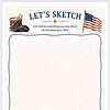 Lets Sketch - Homeschool Resource Co. Sketchpad with vintage patriotic theme for homeschooling resources and The Revolutionary War.