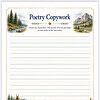 Poetry Copywork Page Poetry Copywork page featuring scenic lake, mountains, tipi, canoe and campfire for homeschool writing practice.