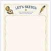 Homeschool Sketch Prompt Template Let's Sketch prompt template with vintage border, compass, feather and blank drawing area for creative learning and homeschooling activities.