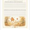 Screenshot Falling Leaves Copywork worksheet with autumn scene and space for handwriting practice.