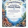 Screenshot Certificate of completion for Ocean Study with marine animals and coral reef illustration, ideal for homeschooling educational resources.