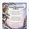 Screenshot Great Horned Owl perched on a snow-dusted branch with a moonlit winter forest scene in the background.