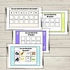 Screenshot Homeschool Resource Co. image showing colorful word-picture activity cards for matching sounds and letters, designed for early literacy in homeschooling.