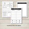 Letter A Worksheets Preview Educational alphabet activity sheets for homeschooling, featuring uppercase and lowercase letters, letter tracing, and matching exercises.