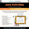 June Activities_Details June activities worksheet set for homeschool with colorful calendar and themed pages for all ages.