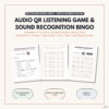 MANWA storefront 1.2 Homeschool Resource Co. offers audio QR listening games and sound recognition bingo for children aged 6-12, featuring self-checking QR audio, bingo boards, and sound detective mats.