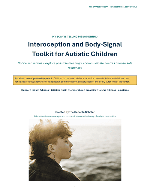 My Body Is Telling Me Something_ Interoception and Body-Signal Toolkit for Autistic Children-1 Interception and Body-Signal Toolkit for Autistic Children banner and image showing a child looking out over water, representing body signals and communication.