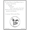 Man in the Moon - Whimsy Verse Quote page featuring a whimsical line from James Whitcomb Riley and a circular sketch of a distressed face, copyright note, and page number.