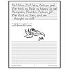 Bird Illustration Page Illustration of a pelican and chick with lines of text above and below, from Homeschool Resource Co.