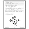 Goldfish Poem Illustration Handwritten poem lines about a fish and a goldfish image with a black-outlined goldfish drawing.
