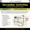 November Activities_Details November Activities Calendar Pack
