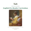 English Pre-Reader Curriculum Cover Cover of English Pre-Reader Curriculum by Fostering Wonder featuring a girl reading a book.