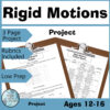 Projects PT Homeschool Rigid Motions_1 Rigid Motions project materials for ages 12-16 featuring clipboards and rubrics, designed for homeschool lesson planning and printable assessments.
