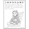 Homeschool Resource Co. illustration Smiling child sitting in a rocking chair with a cozy dress, line art drawing for homeschooling themes.