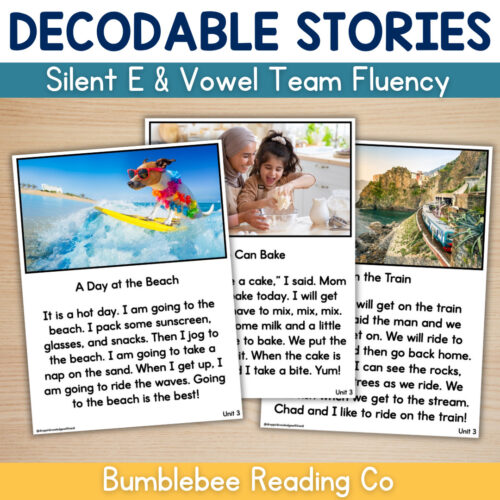 100% Decodable Passages Silent E & Vowel Teams Fluency Phonics Reading