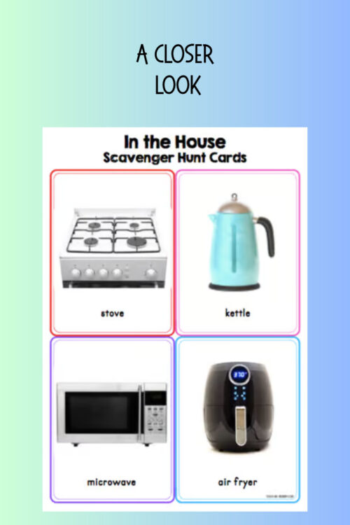 Scavenger collage A closer look at common household appliances: stove, kettle, microwave, and air fryer showcased in a neat grid.