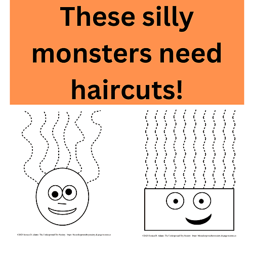 Scissor Skills Cutting Practice (2) These silly monsters need haircuts!