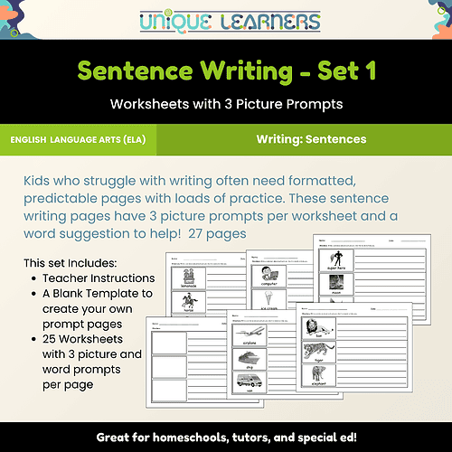 Sentence Writing Prompts Set 1_Description Sentence Writing Prompts Set 1 | Writing Prompts for 1st - 3rd Grade
