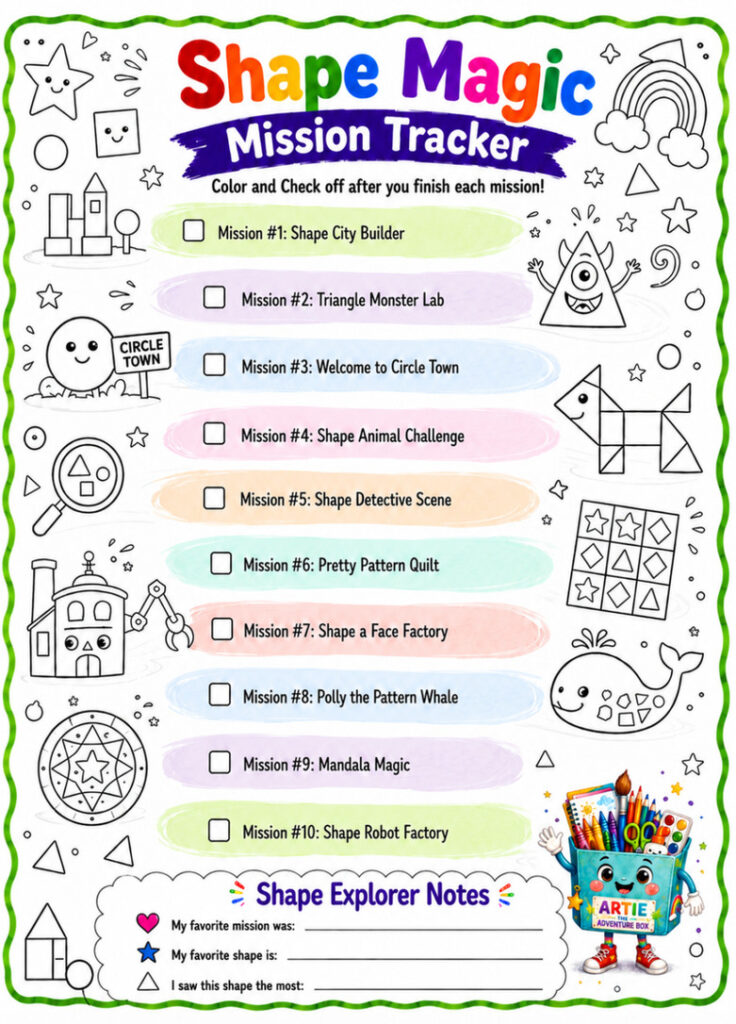 Shape Magic Art Activity Book for Kids Ages 4-8 | Printable Shape ...