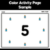 Slide4 Color activity page featuring a large number 5 surrounded by glue bottle icons for homeschooling educational activities.