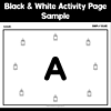 Black & White Homeschool Activity Page Black and white homeschool activity page with the letter A in the center and glue bottles around the border for educational use.