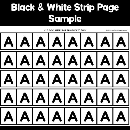 Slide7 Black and white printable strip page for educational use, featuring large letter A for student practice.