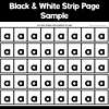 Slide7 Black and white printable strip page for homeschooling, featuring multiple rows of letter 'a' for educational activities.