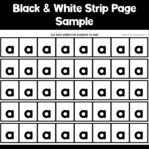 Slide7 Black and white printable strip page for homeschooling, featuring multiple rows of letter 'a' for educational activities.