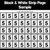 Slide7 Black and white printable strip page for homeschooling, featuring multiple rows of the number 5 for cutting into strips.
