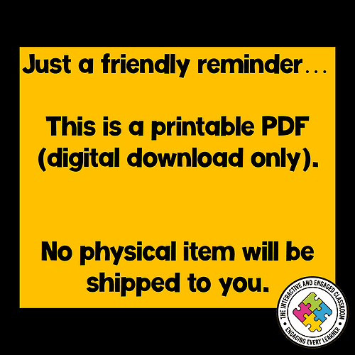 Slide9 Reminder about printable PDF download only, no physical item shipping from Homeschool Resource Co.