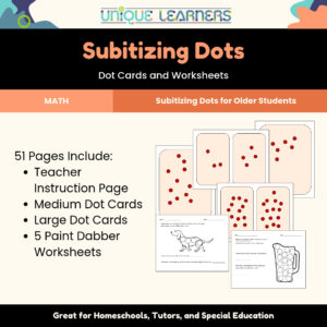 Subitizing Dots Cards and Worksheets