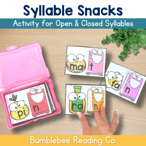 SYLLABLE SNACKS! Open & Closed Syllable PRACTICE Task Cards Centers