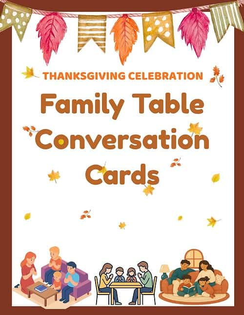 TCK - Family Table Conversation Cards Christian Thanksgiving Activity Kit for Kids & Families | Printable Bible Activities Bundle